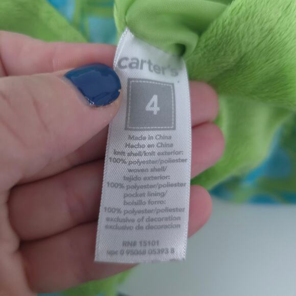 Carters Girl Toddler Reversible Jacket Green & Blue Geometric Heart Pattern 4T - Picture 7 of 10